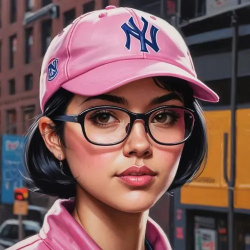 pink glasses,digital painting,world digital painting,pink hat,librarian,girl wearing hat,pink round frames,vector illustration,girl portrait,baseball cap,vector girl,retro girl,cg artwork,clementine,city ​​portrait,custom portrait,fashion vector,golfer,girl with speech bubble,pink vector,Conceptual Art,Fantasy,Fantasy 15