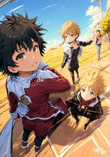 the anime is showing that there are many people,tsunayoshi,yuguda,mayapuri,roxas,syaoran,biri,Anime,Anime,Realistic