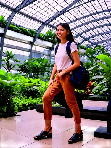 backpacker,travel woman,malaysia student,gardens by the bay,moving walkway,changi,indonesian women,woman walking,mall of indonesia,globe trotter,khaki pants,female worker,online path travel,female model,sprint woman,ecologically friendly,shenzhen vocational college,royal botanic garden,cargo pants,outdoor activity,Illustration,American Style,American Style 05