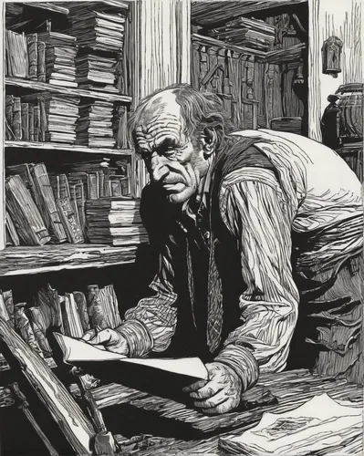 book illustration,hand-drawn illustration,self-portrait,lev lagorio,man with a computer,bram stoker,librarian,jrr tolkien,vincent van gogh,author,sci fiction illustration,child with a book,game drawing,study,scholar,clerk,ervin hervé-lóránth,reading magnifying glass,tutor,braque francais,Conceptual Art,Daily,Daily 09