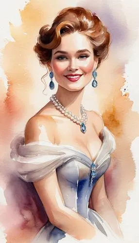 maureen o'hara - female,noblewoman,watercolor women accessory,collingsworth,gwtw,victorian lady,Illustration,Paper based,Paper Based 24