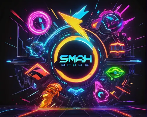 smash,smart album machine,smf,neon ghosts,spotify icon,steam icon,pac-man,neon,neon arrows,smashing,omicron,sync,logo header,cd cover,neon lights,atmoshphere,80's design,neon light,neon sign,seismic,Illustration,Retro,Retro 20