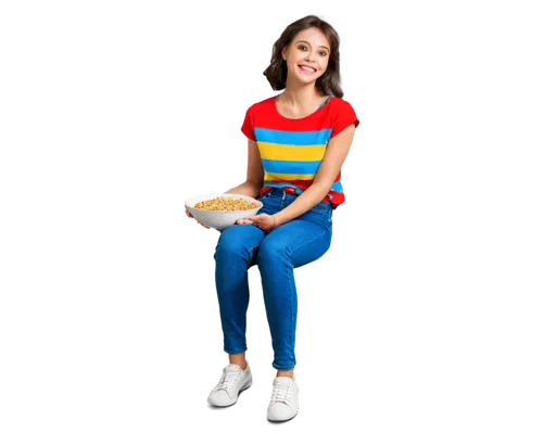 girl with cereal bowl,portrait background,retro background,color background,retro girl,transparent background,retro woman,jeans background,zn,yellow background,colorizing,beanpole,polo shirt,photographic background,striped background,on a transparent background,frugi,red background,sports girl,blurred background,Conceptual Art,Oil color,Oil Color 06