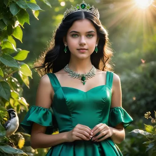 princess sofia,esmeralda,green dress,enchanting,fairy peacock,shipka,Photography,General,Fantasy