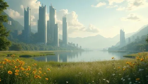 fantasy landscape,tirith,gondolin,nargothrond,skylands,riftwar,citadels,ithilien,fantasy picture,beleriand,rivendell,hinterlands,calydonian,cryengine,futuristic landscape,thatgamecompany,elves country,grassfields,theed,meadow landscape,Photography,General,Realistic