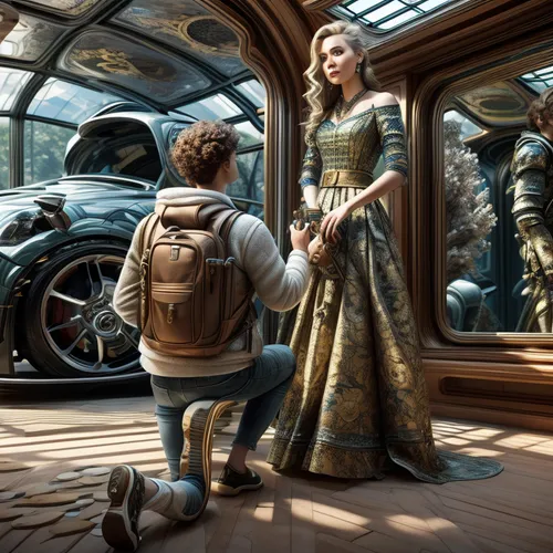 sci fiction illustration,packard patrician,cg artwork,cinderella,fantasy picture,fantasy art,game illustration,a fairy tale,fairy tale,steampunk,passengers,heroic fantasy,anachronism,digital compositing,fallout4,accolade,station wagon-station wagon,children's fairy tale,fairy tales,borgward hansa