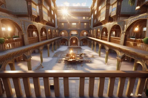 venetian hotel,europe palace,lobby,wooden beams,dandelion hall,courtyard,hall of the fallen,court of justice,capitol,ballroom,3d rendered,hotel lobby,hotel hall,an apartment,wild west hotel,dragon palace hotel,inside courtyard,medieval,3d rendering,entrance hall