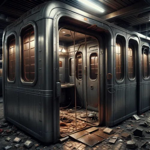 生成畫面:很多個殭屍,disused trains,railway carriage,abandoned train station,railroad car,train car,luxury decay,abandoned places,abandoned room,subway station,abandoned,rail car,subway system,derelict,abandone