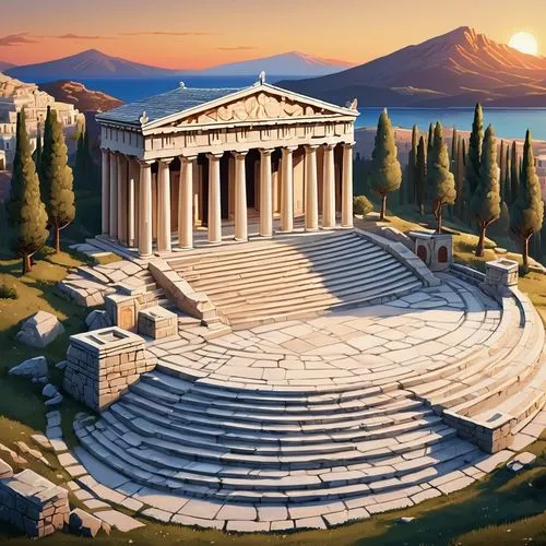 greek temple,caesonia,panathenaic,messene,delphi,pergamum,artemis temple,pergamon,ephesus,hellas,propylaea,laodicea,acropolis,panagora,metapontum,athenian,temple of diana,temple of poseidon,eleusinian,halicarnassus,Unique,3D,Isometric