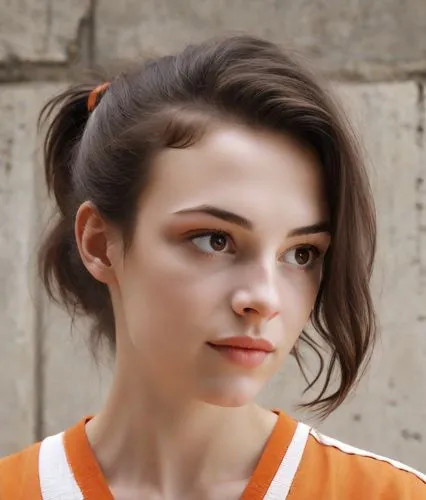 orange,orange color,orange half,aperol,natural cosmetic,portrait of a girl,teen,kumquat,pompadour,semi-profile,bright orange,bun,tangerine,orange robes,georgia,updo,girl portrait,female model,daisy 2,daisy 1,Photography,Natural