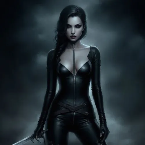 gothika,dark angel,gothic woman,catwoman,bloodrayne,vampire woman,black widow,selene,huntress,dhampir,catsuit,villainess,helsing,goth woman,dark gothic mood,abaddon,selina,atrix,gothic portrait,malefi