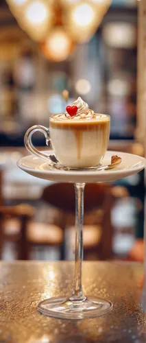 A romantic scene set in a cozy caf￩, where a couple shares a sweetened condensed milk latte and fall in love at first taste.,custard tart,creme brulee,syllabub,cup and saucer,espresso con panna,parisi