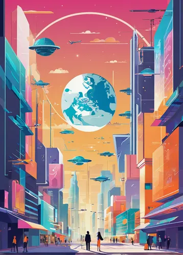 futuristic landscape,futuristic,metropolis,tokyo city,tokyo,sci fiction illustration,cityscape,scifi,world digital painting,gas planet,travel poster,colorful city,sci - fi,sci-fi,planet,travelers,vast,fantasy city,valerian,space art,Illustration,Japanese style,Japanese Style 06