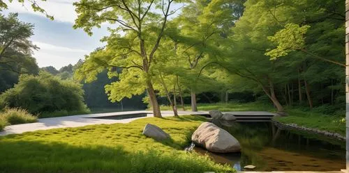 3d rendering,landscape background,virtual landscape,metasequoia,landscape design sydney,japanese garden,landscape designers sydney,green landscape,cryengine,acequia,render,3d rendered,japanese garden ornament,japanese zen garden,brook landscape,photosynth,spreewald,3d render,background view nature,garden pond,Photography,General,Realistic