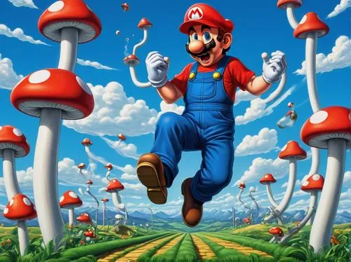 super mario brothers,super mario,mario,toadstools,mario bros,mushrooming,mushroom landscape,mushroom island,luigi,club mushroom,mushrooms,toadstool,agaric,mushroom hat,medicinal mushroom,champignon mushroom,plumber,flying seeds,mushroom,mushroom type,Illustration,Black and White,Black and White 18