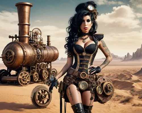 steampunk,steampunk gears,steam roller,barsoom,brakewoman,wastelands,cleopatra,asherah,steamhammer,steam engine,inanna,mechanization,neferhotep,road roller,steamrollers,cher,barmaid,ancient egyptian girl,steam machine,xandria,Conceptual Art,Fantasy,Fantasy 25