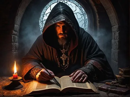 spellbook,scriptorium,fortuneteller,lectio,spellcasting,conjurer,magick,witchfinder,divinatory,the abbot of olib,fortune teller,cadfael,mordenkainen,prayer book,archimandrite,prayerbook,ravenloft,sorcerer,spells,invoking,Illustration,American Style,American Style 01