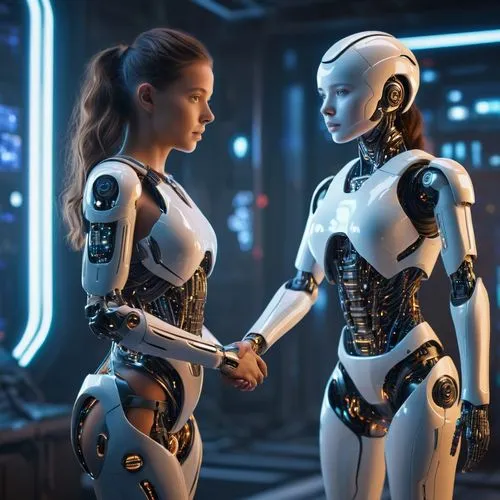 valerian,community connection,robotics,data exchange,hands holding,robot combat,robots,girlfriends,passengers,into each other,hand in hand,artificial intelligence,cybernetics,andromeda,women in technology,married couple,the hands embrace,partners,binary system,ai,Photography,General,Sci-Fi