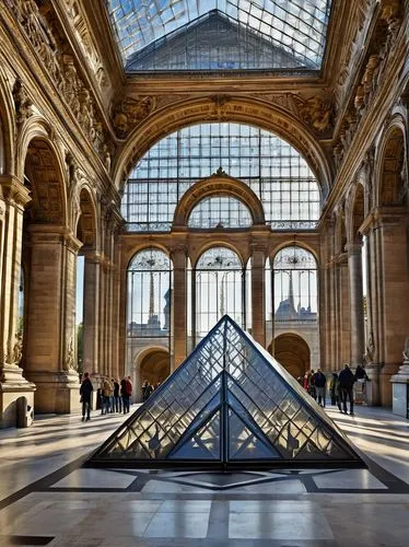 louvre museum,louvre,musée d'orsay,glass pyramid,pyramide,universal exhibition of paris,fiac,orsay,glyptotek,gallerie,galerie,french train station,glass roof,enfilade,extrapyramidal,kunsthistorisches museum,archly,pyramidal,art gallery,capitole,Illustration,American Style,American Style 14