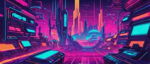 cyberpunk,cybercity,synth,cyberscene,cyberia,cyberworld,futuristic landscape,polara,colorful city,cybertown,metropolis,futuristic,80's design,digitalism,bladerunner,synthetic,cyberview,retro background,neon arrows,technophobia,Conceptual Art,Sci-Fi,Sci-Fi 27