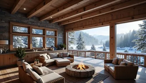 chalet,alpine style,winter house,the cabin in the mountains,beautiful home,snowed in,warm and cozy,coziness,fire place,front porch,winter wonderland,snow house,log cabin,porch swing,house in the mountains,luxury home interior,sunroom,coziest,log home,courchevel