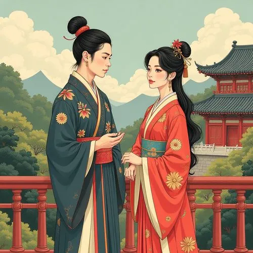 chuseok,boonsang,hansung,hanfu,goryeo,young couple,fenyang,korean culture,kangwon,sukjong,dongbuyeo,gojoseon,arhats,damxung,hanbok,korean drama,wedding couple,dongyi,concubine,boxiong,Illustration,Realistic Fantasy,Realistic Fantasy 38