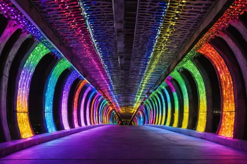 rainbow bridge,colorful light,colored lights,vivid sydney,wall tunnel,tunnel,rainbow colors,light art,canal tunnel,train tunnel,viola bridge,rainbow color palette,angel bridge,underpass,tied-arch bridge,spectral colors,roygbiv colors,light spectrum,under the bridge,intense colours,Unique,Paper Cuts,Paper Cuts 01