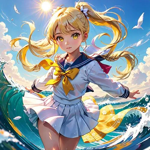 michiru,tsumugi kotobuki k-on,ocean background,shinobu,honolulu,marineau,Anime,Anime,General