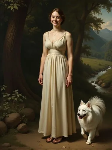 girl with dog,girl in a long dress,dinnerstein,bouguereau,zalapski,hypatia