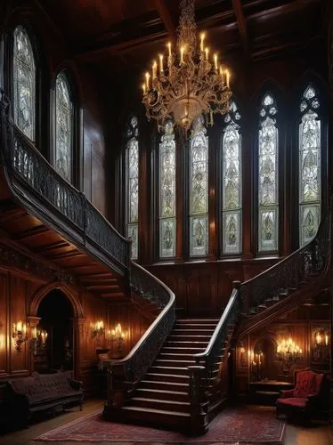 ornate room,entrance hall,mountstuart,harlaxton,royal interior,victorian room,palatial,hallway,opulently,foyer,gringotts,driehaus,hogwarts,upstairs,baronial,opulence,staircase,panelled,opulent,highclere castle,Art,Classical Oil Painting,Classical Oil Painting 23