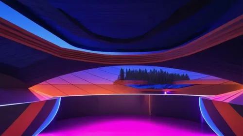 ufo interior,slide tunnel,sky space concept,panoramical,futuristic art museum,spaceship space,vault (gymnastics),futuristic landscape,halfpipe,stage design,underground garage,underpass,electric arc,wa