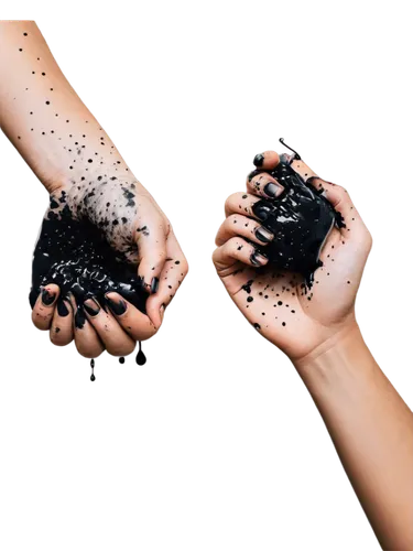 Ink-stained fingers, detailed skin textures, black ink droplets, splattered ink effects, artistic messy hands, close-up shot, shallow depth of field, dramatic lighting, dark academia theme, mysterious