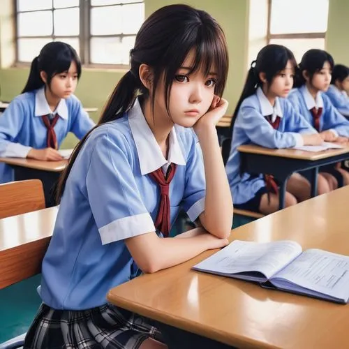 girl studying,toeic,schoolkid,azusa nakano k-on,afterschool,anime japanese clothing,annin,detention,schooldays,youhana,gakki,student,sumiala,worried girl,schoolmate,gaokao,classroom training,nodame,examinee,schoolchild,Photography,General,Realistic