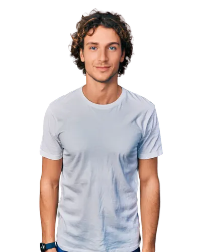 Italian Piccolo, Renaissance-inspired, solo, (30yo), handsome detailed eyes, light stubble, curly brown hair, gentle smile, classic white shirt, dark blue pants, leather belt, standing, relaxed pose, 