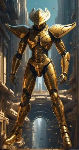 獅子座黃金聖鬥士，重型黃金金屬戰甲,黃金聖戰士033,steel man,chitauri,steelman,knight armor,ornstein,dinobot,Conceptual Art,Fantasy,Fantasy 01