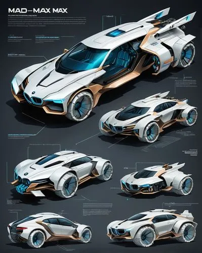 Architecture Sketch (industrial design of a futuristic lunar vehicle inspired by the movie Mad Max and Transformers, powered by BMW and Mercedes Benz, with notes on materials and measurements, in the 