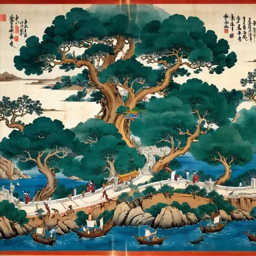 mengzi,jiangnan,ukiyoe,hiroshige,sanyuan,the japanese tree,Unique,Design,Blueprint