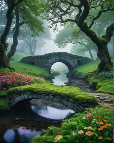 nature wallpaper,japan garden,fantasy landscape,fairytale forest,dragon bridge,foggy landscape,japan landscape,moss landscape,nature landscape,fairy forest,nature background,fantasy picture,beautiful landscape,beautiful wallpaper,fairy world,beautiful japan,japanese garden,full hd wallpaper,shaoming,beauty in nature,Illustration,Black and White,Black and White 20