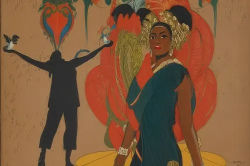 bakst,pettiford,ofili,art deco woman,oshun,poiret,ethel waters,sankofa,kitaj,baoshun,obatala,blumstein,african american woman,african woman,harlequinade,colescott,willumsen,brauner,meyerhold,khokhloma