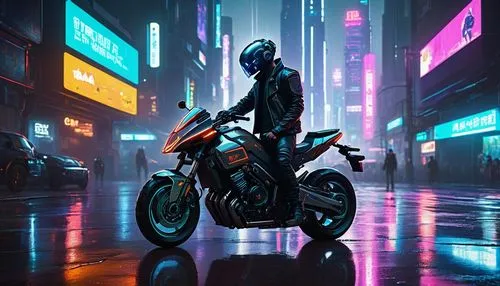 cyberpunk,electric scooter,motorbike,e-scooter,motorcycle,scooter,renegade,ktm,neon arrows,motorcycles,biker,scooter riding,neon,scooters,black motorcycle,yamaha,vapor,motorcyclist,neon lights,honda z,Illustration,Abstract Fantasy,Abstract Fantasy 22