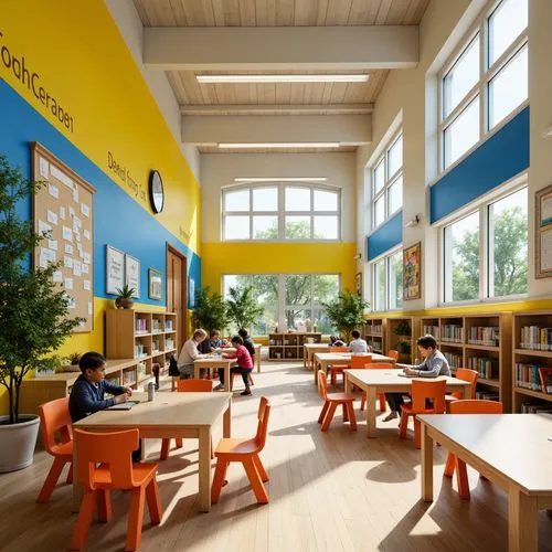 children's interior,school design,prekindergarten,children's room,kindergarten,montessori,cafeteria,schoolrooms,classrooms,canteen,reading room,school benches,schoolroom,bibliotheek,lunchroom,kindergartens,lunchrooms,nurseries,schoolyards,spicewood