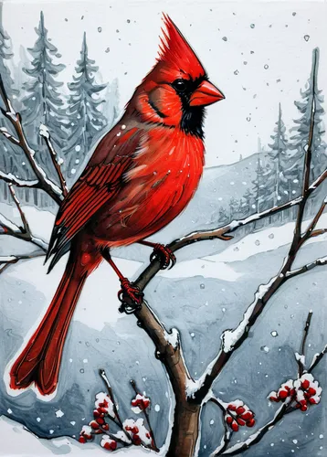 red cardinal,cardinals,northern cardinal,bird painting,red feeder,red bird,cardinal,red beak,bird illustration,crimson finch,red robin,red bunting,red finch,bull finch,male northern cardinal,cardinal points,nature bird,ornamental bird,scarlet tanager,bird drawing,Illustration,Realistic Fantasy,Realistic Fantasy 23