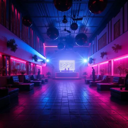 nightclub,retro diner,spaceland,neon coffee,clubcorp,cinema strip,80's design,dancefloor,diner,neon lights,neon light,dance club,colored lights,3d render,nightclubs,cyberscene,empty hall,arcade,neon drinks,neon cocktails