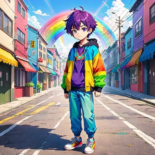 rainbow background,anime boy,colorful heart,anime japanese clothing,pride parade,colorful city,rainbow pencil background,pride,stylish boy,cg artwork,city trans,gay,chaoyang,colorful background,raimbow,nyan,candy boy,mc,anime cartoon,colorful,Anime,Anime,Traditional