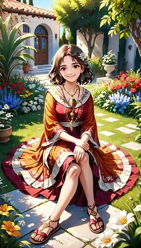 saniora,girl picking flowers,kururi,romani,honolulu,nobukatsu,picking flowers,nefertari,sango,aerith,minori,country dress,mikasa,flower background,girl in flowers,katara,hanji,machico,isara,navarre,Anime,Anime,General