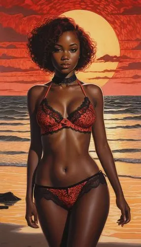 toccara,ebony,teairra,kunbi,adiyiah,ayanda,beach background,kelefa,african american woman,ikpe,khia,monifa,nubia,funmi,adesanya,nomani,omagbemi,akilah,maria bayo,adeola,Illustration,Realistic Fantasy,Realistic Fantasy 29