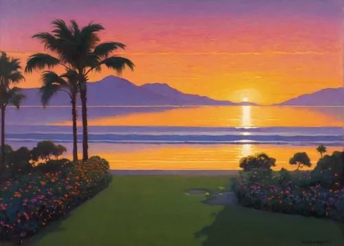 beach landscape,luau,coastal landscape,molokai,hawaii,coast sunset,sunset beach,tahiti,an island far away landscape,tropics,honolulu,ko olina resort,maui,palm pasture,sunrise beach,polynesia,purple landscape,palmtrees,acapulco,aloha,Art,Classical Oil Painting,Classical Oil Painting 14