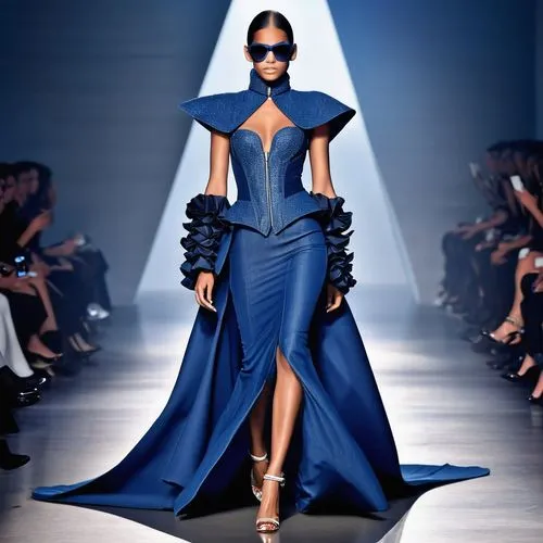 mazarine blue,fashion design,dress walk black,bluebottle,haute couture,fashion designer,catwalk,runway,basotho,cobalt blue,dress form,navy blue,royal blue,denim fabric,mystique,denim shapes,fashion illustration,blue enchantress,costume design,fashion vector,Photography,General,Realistic