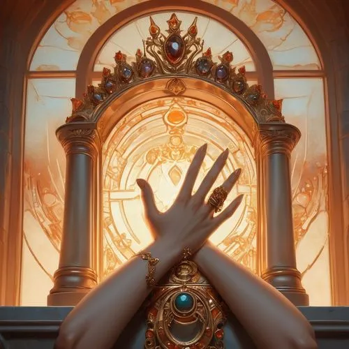 bioshock,hand of fatima,clock hands,tempus,praying hands,eucharistic,evenhanded,golden wreath,aureum,enthrall,clockwatchers,eucharist,orchestrion,enshrine,sapientia,woolfe,mysterium,vestal,goldsun,arms outstretched,Conceptual Art,Fantasy,Fantasy 01