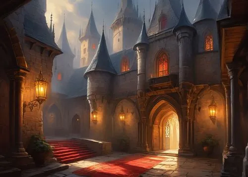 fairy tale castle,theed,hogwarts,castle of the corvin,hall of the fallen,castlevania,diagon,fairytale castle,ravenloft,nargothrond,castle,riftwar,fantasy picture,kinkade,fantasy landscape,lockhart,citadels,medieval street,fairy tale,medieval,Conceptual Art,Oil color,Oil Color 03